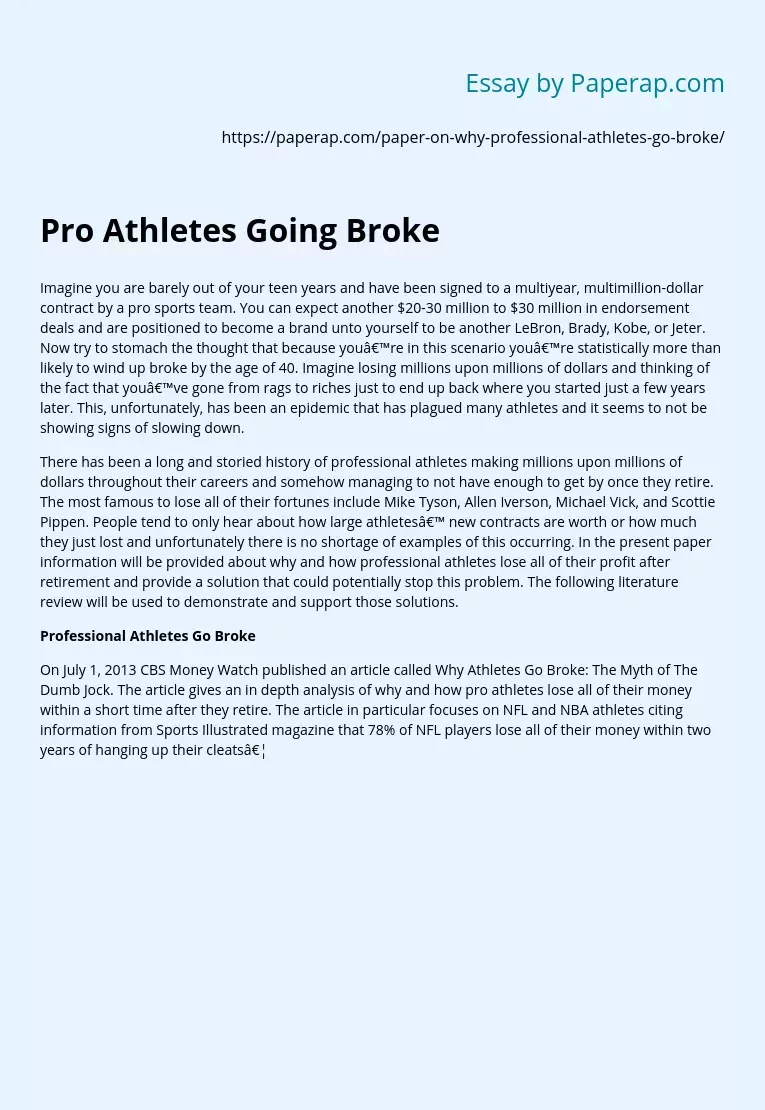Pro Athletes Going Broke