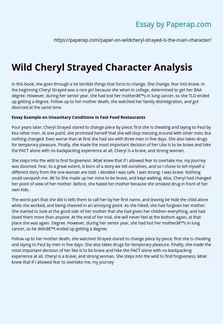 Wild Cheryl Strayed Character Analysis