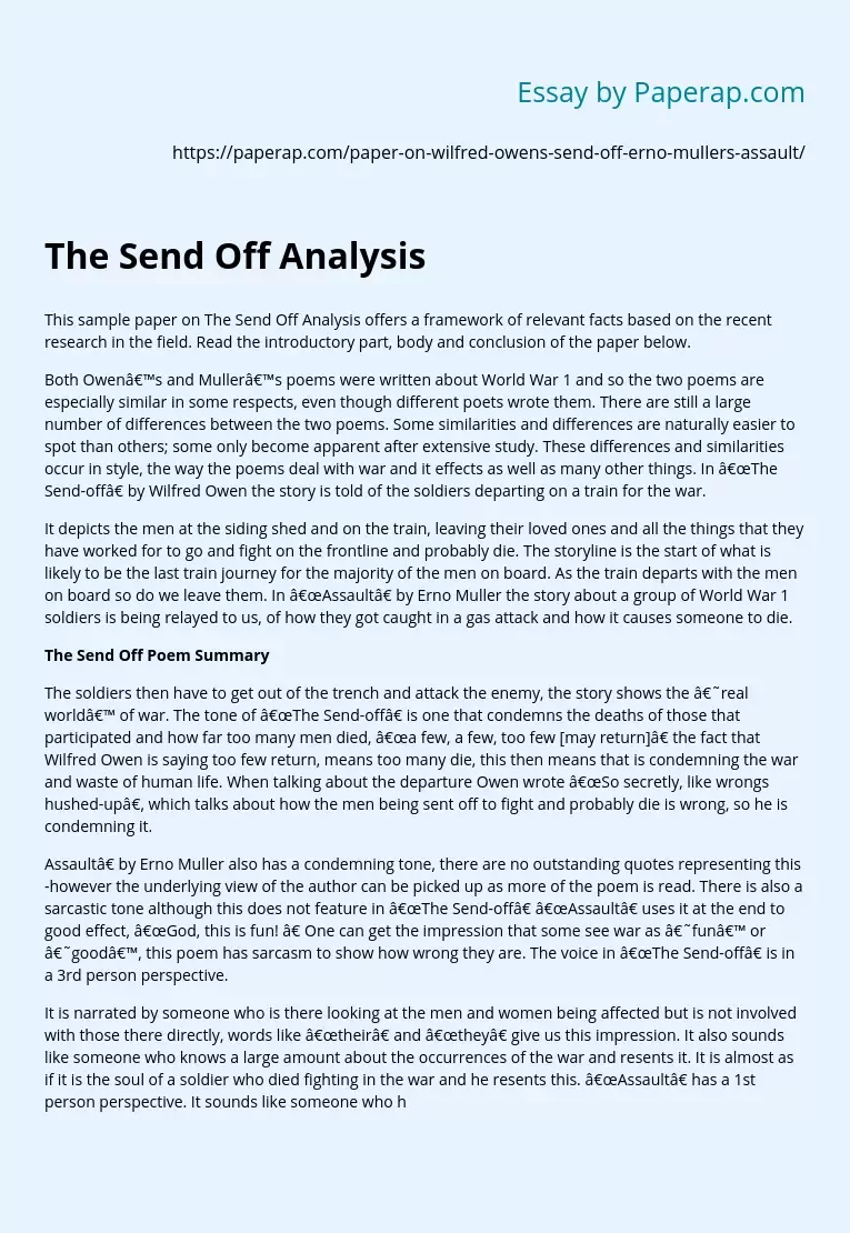 The Send Off Analysis