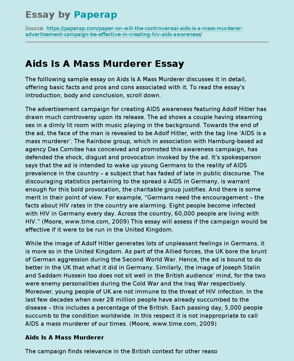 Aids Is A Mass Murderer