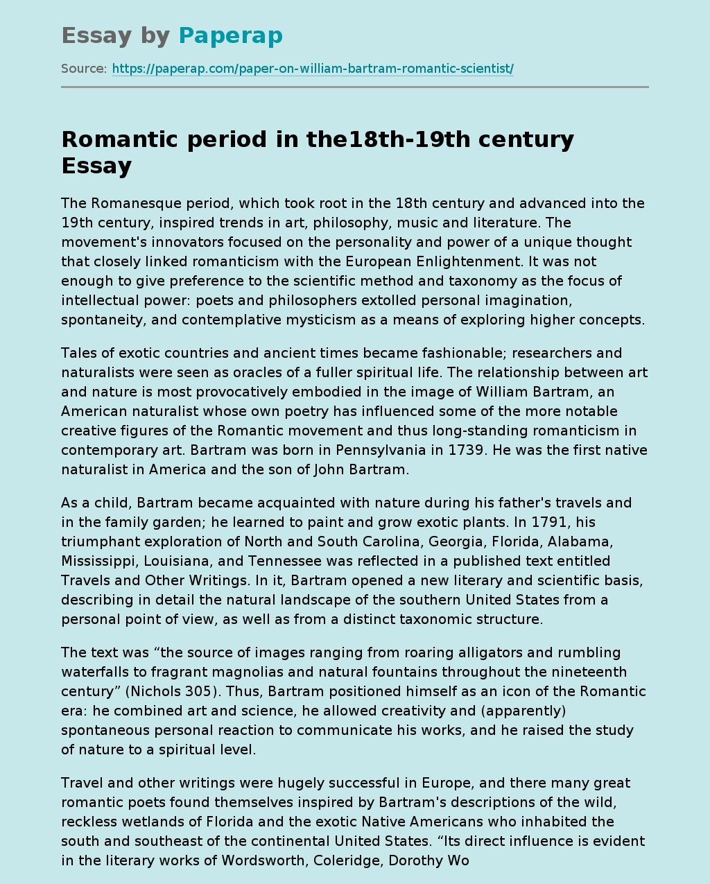 Romantic period in the18th-19th century
