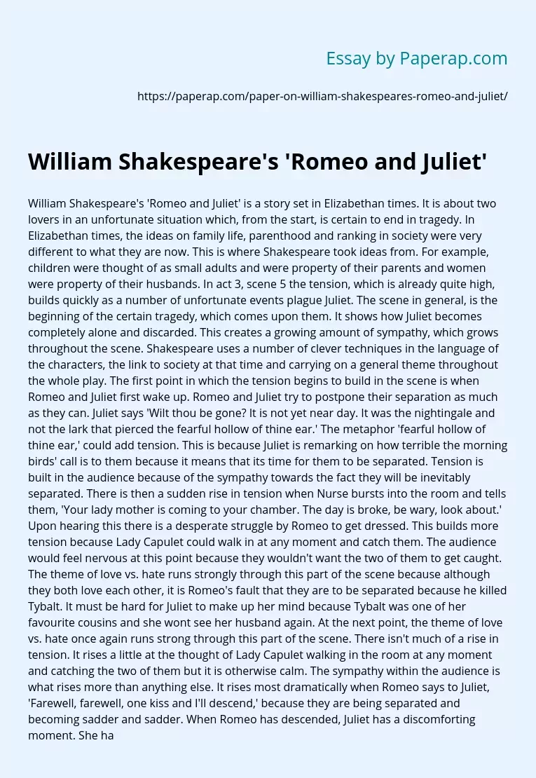 William Shakespeare's 'Romeo and Juliet'