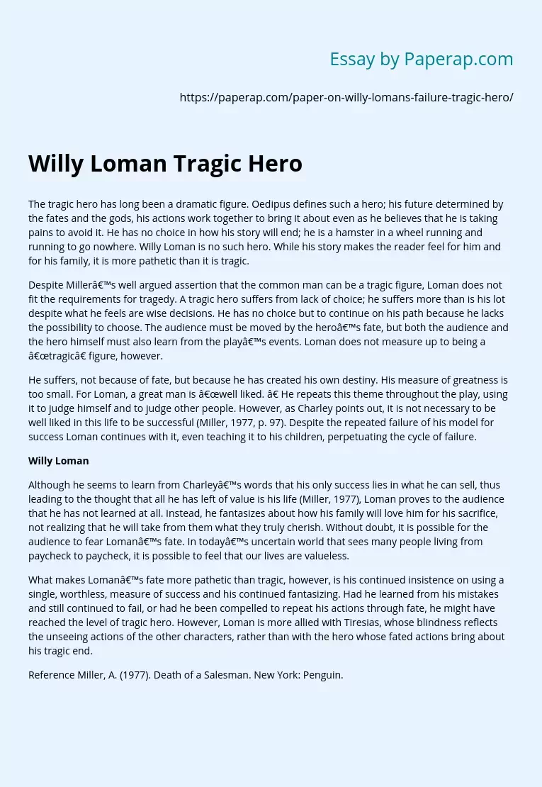 Willy Loman Tragic Hero