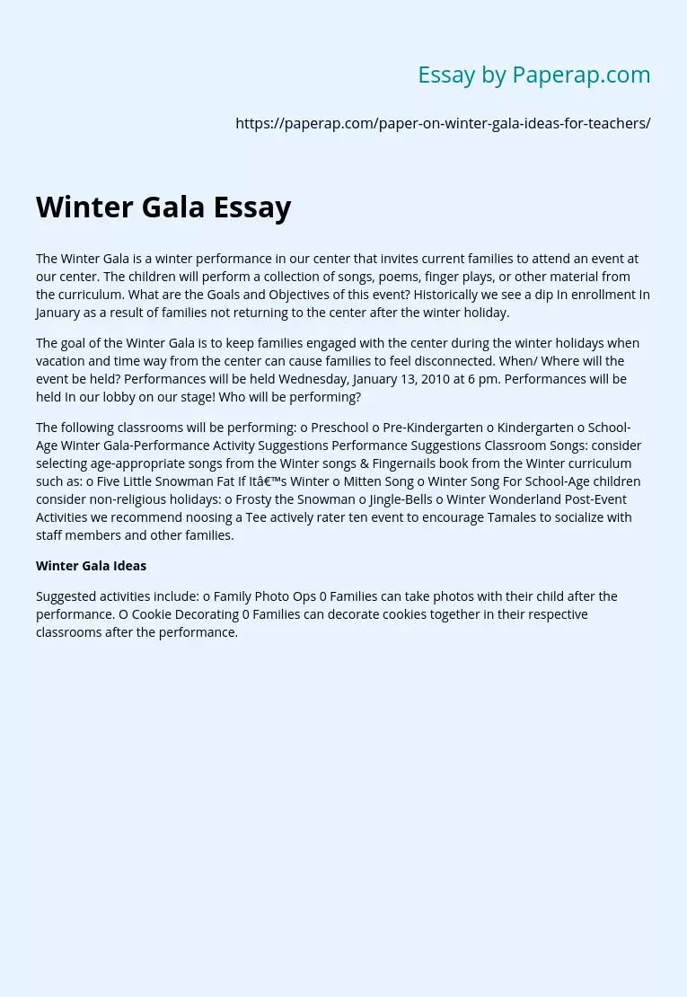 Winter Gala Essay