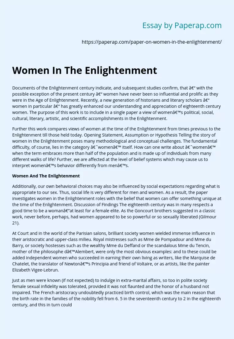 Women In The Enlightenment