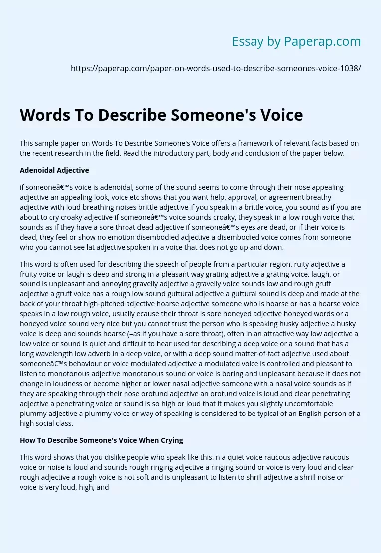 Words To Describe Someone's Voice