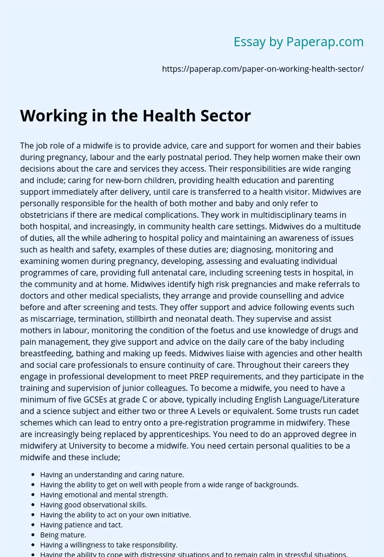 Working in the Health Sector