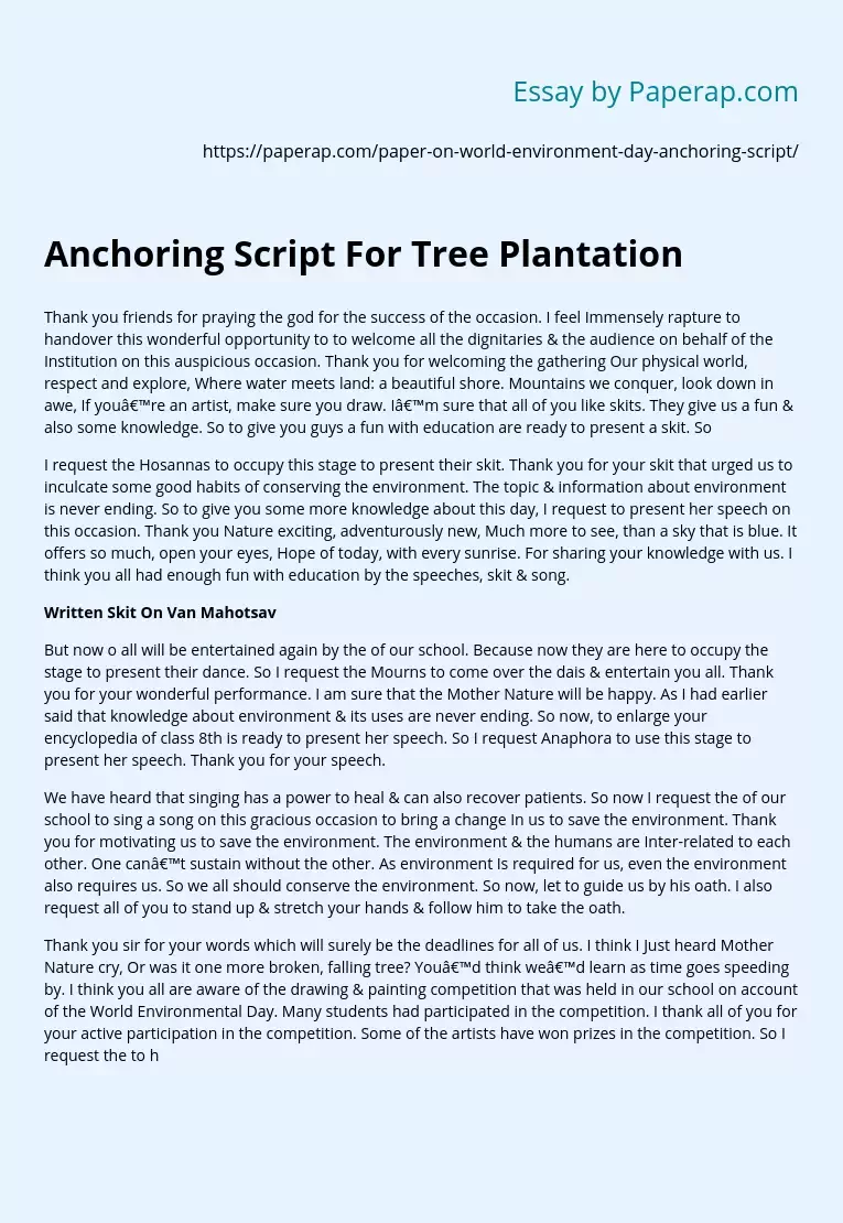 Anchoring Script For Tree Plantation