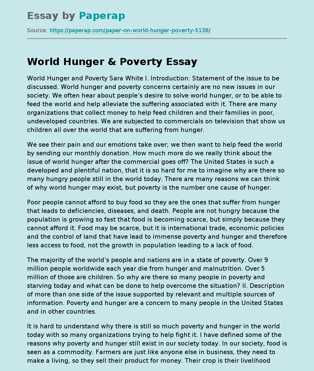 World Hunger & Poverty
