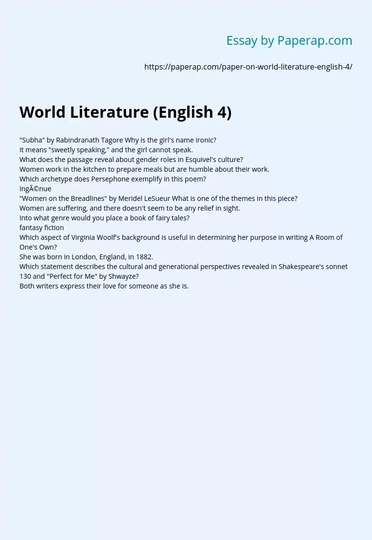 World Literature (English 4)