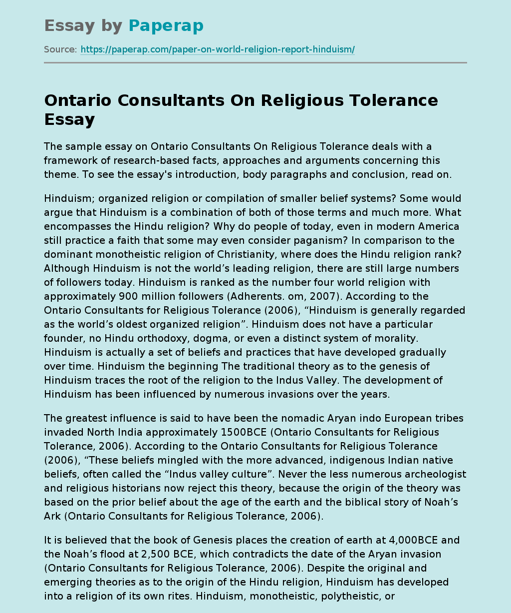 Ontario Consultants On Religious Tolerance