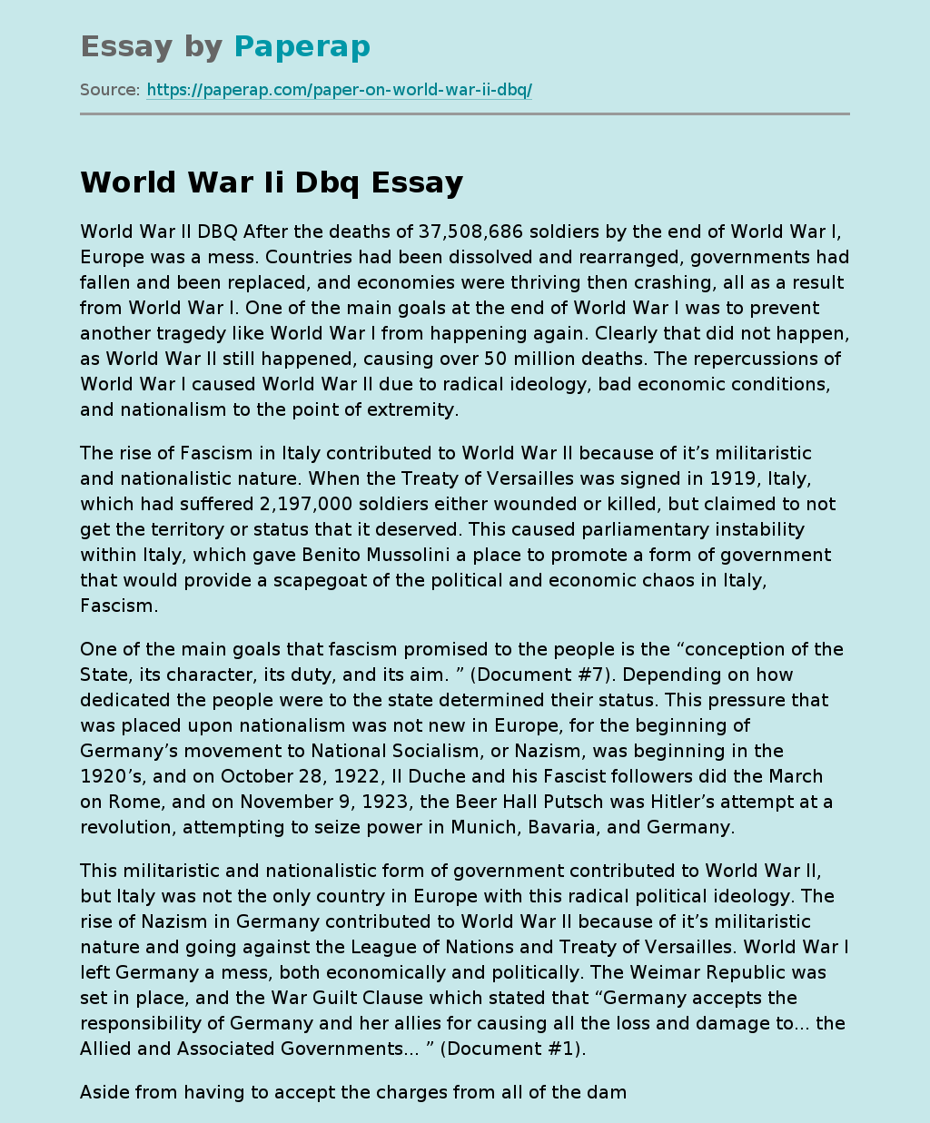 world war ii dbq essay