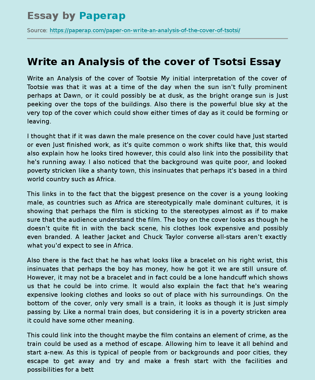 tsotsi literature essay topics