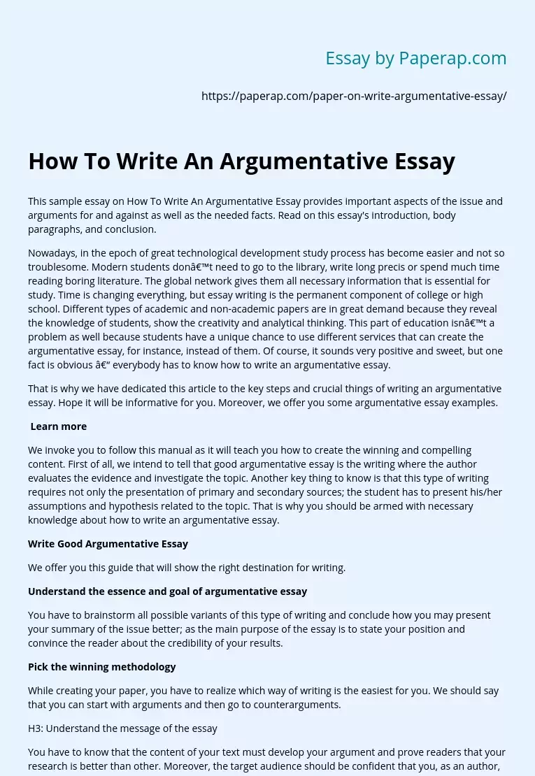 how to start writing an argumentative essay