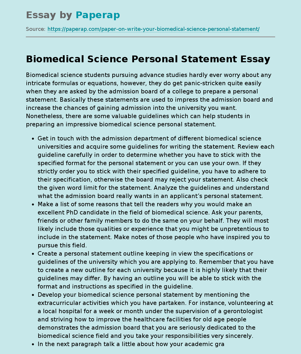 science communication personal statement