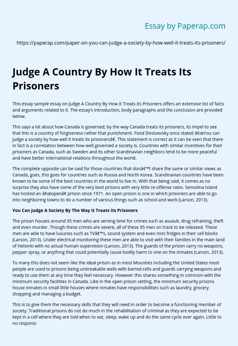 Judge A Country By How It Treats Its Prisoners