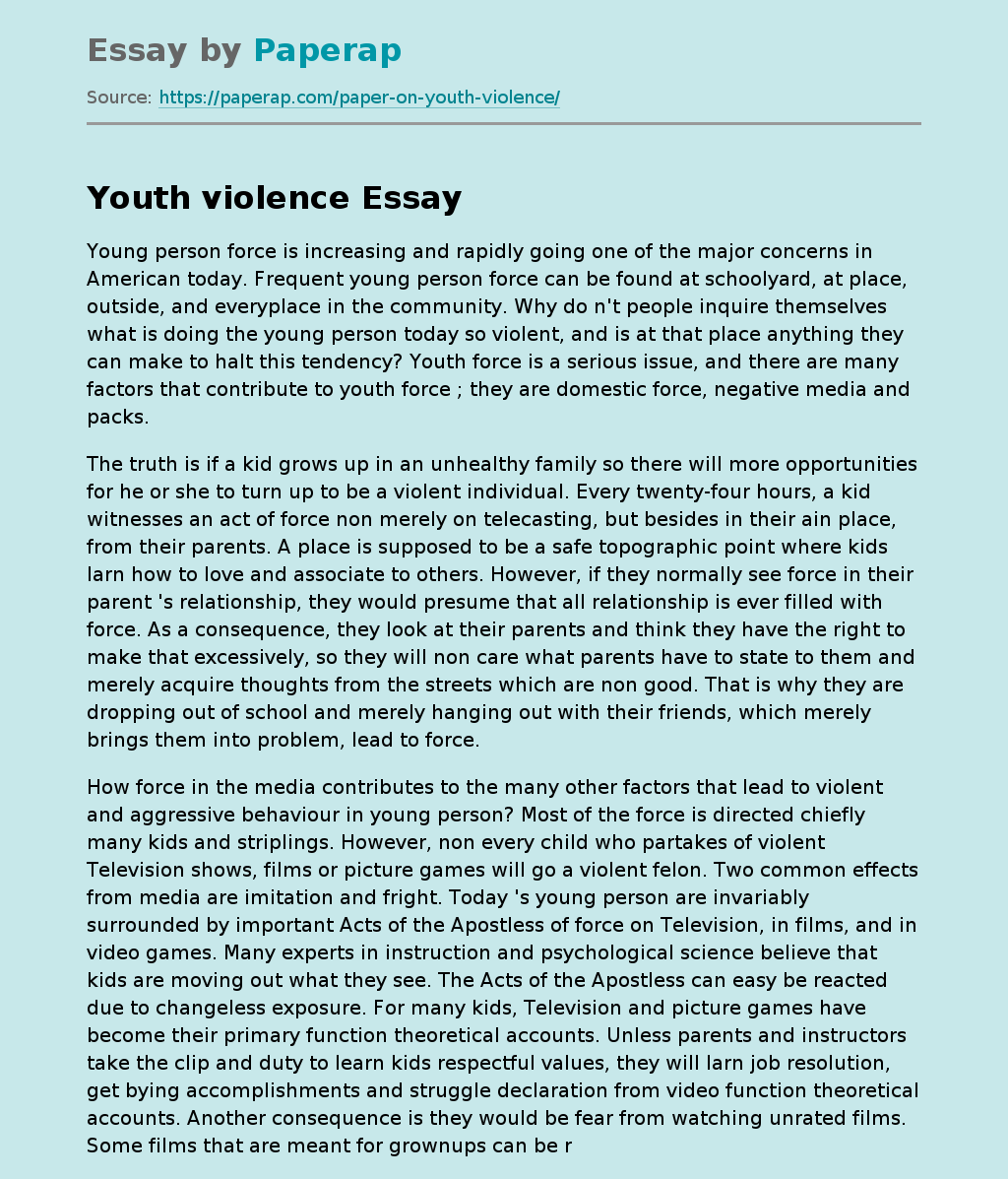 The Influence of the Media on Youth Violence