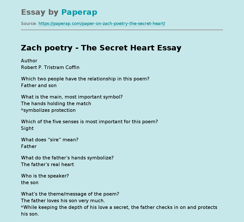 Zach poetry - The Secret Heart