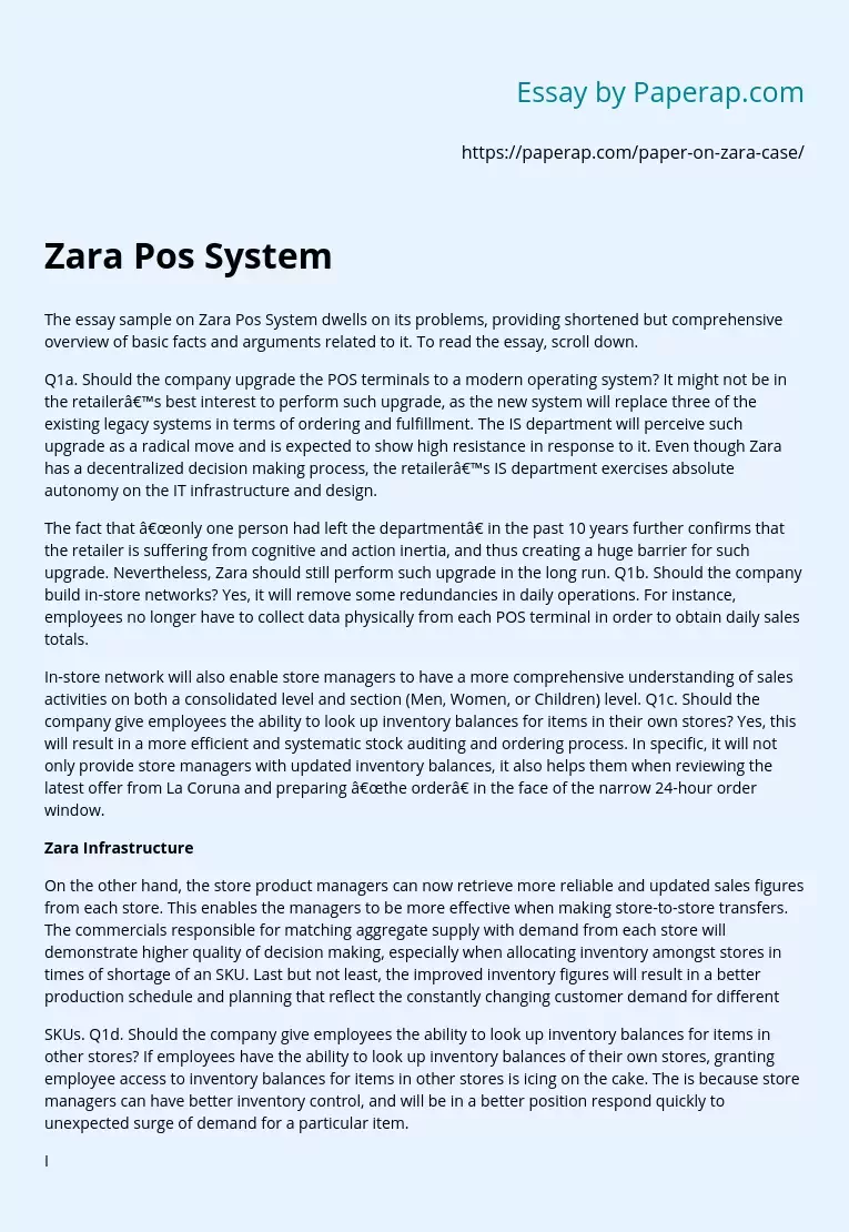 Zara Pos System