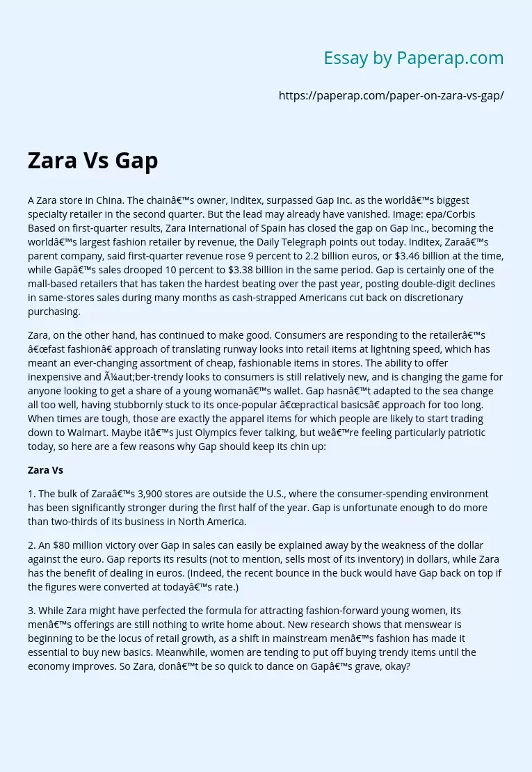 Zara's Expansion into China