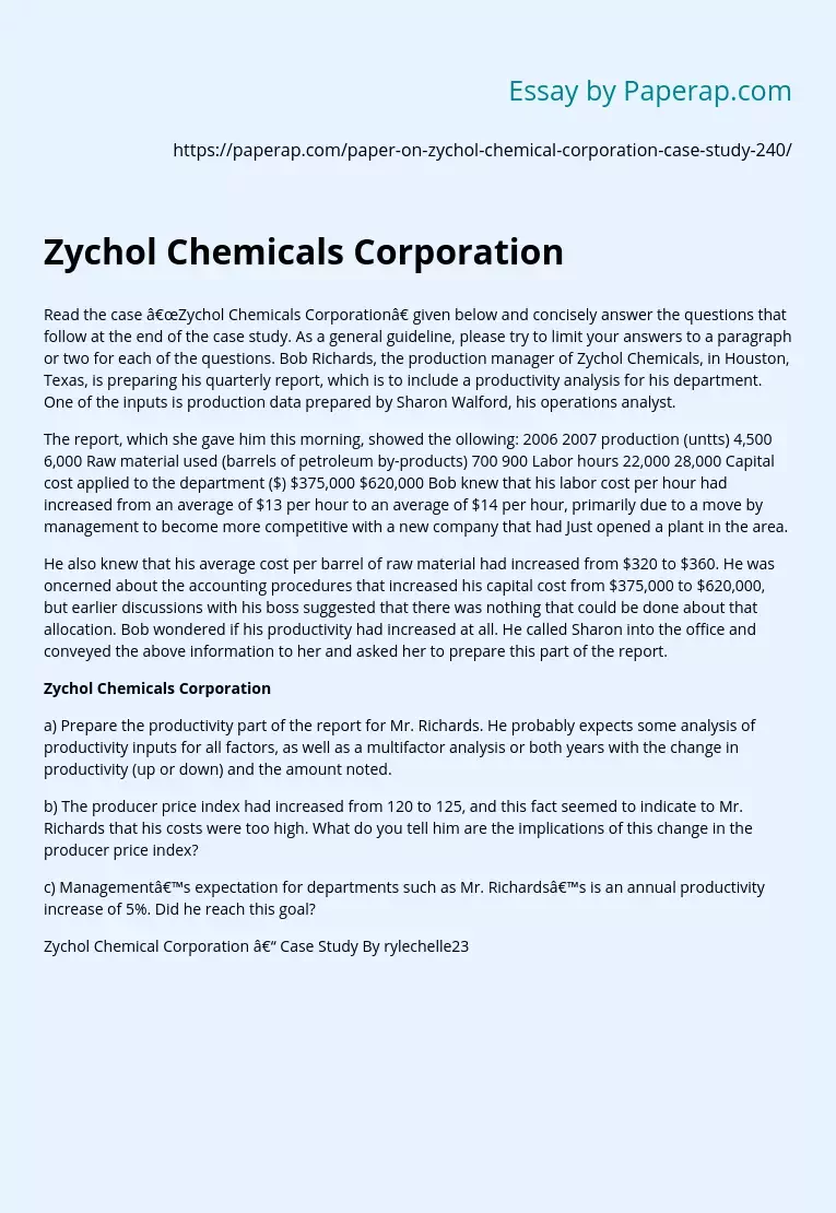 Zychol Chemicals Corporation