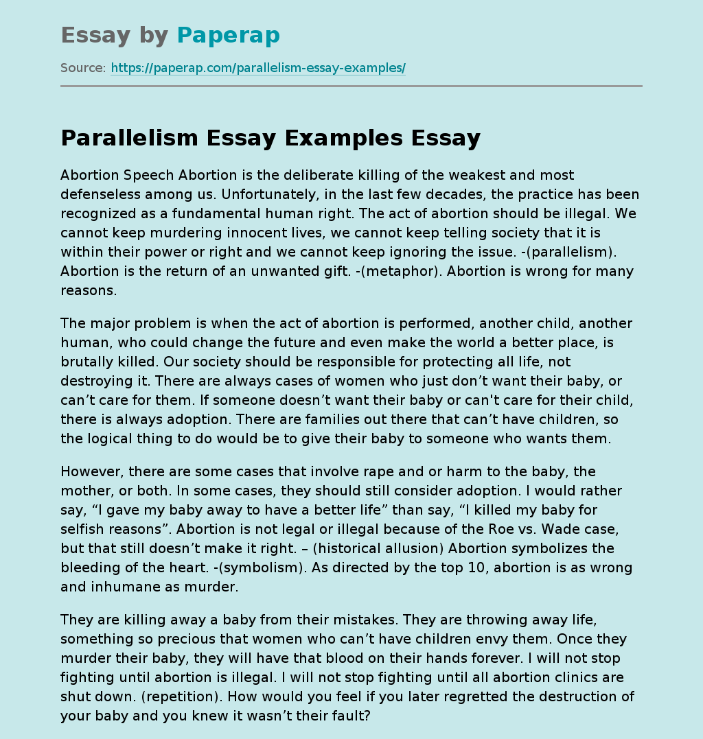 Parallelism Essay Examples