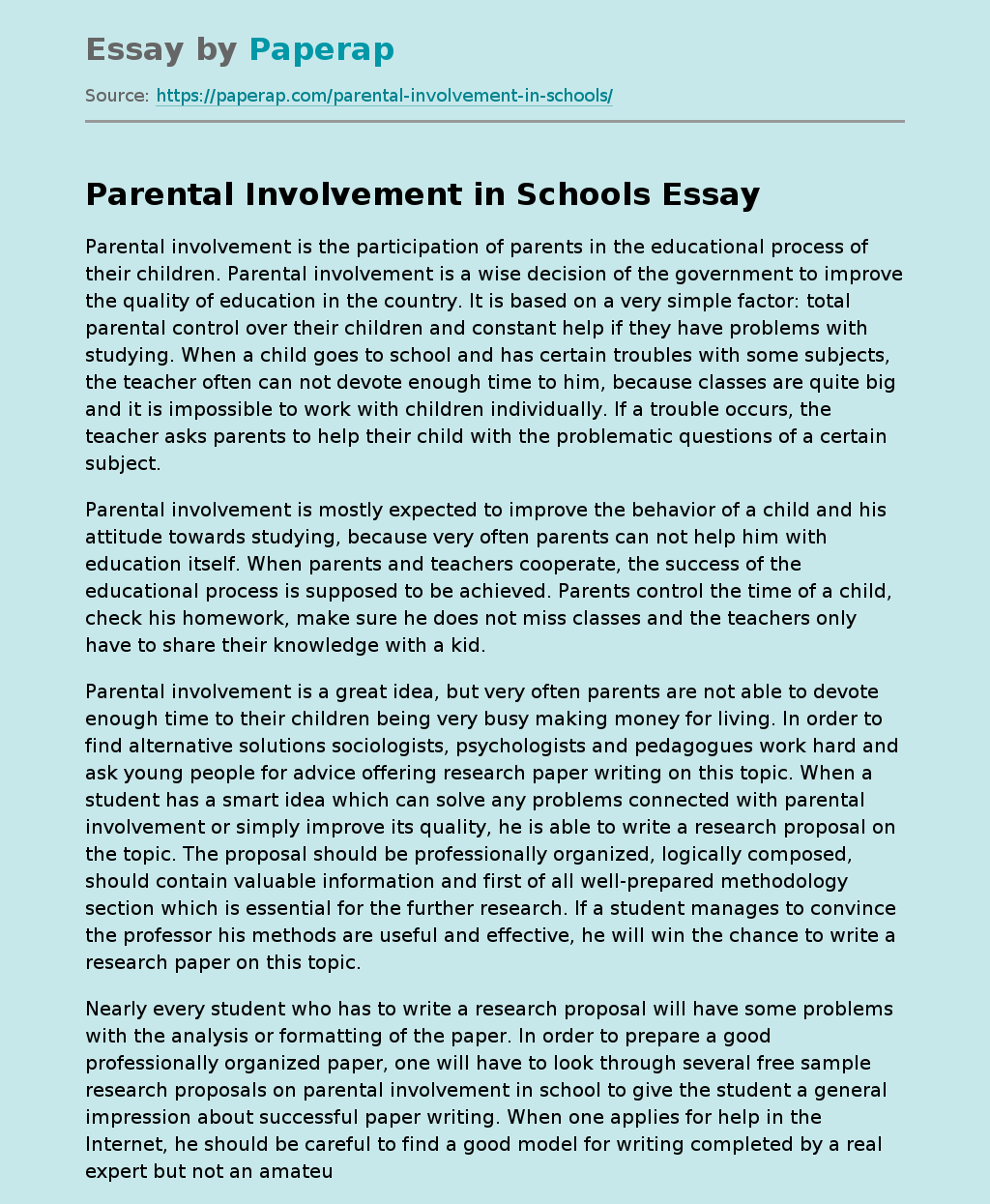 Parental Involvement in Schools