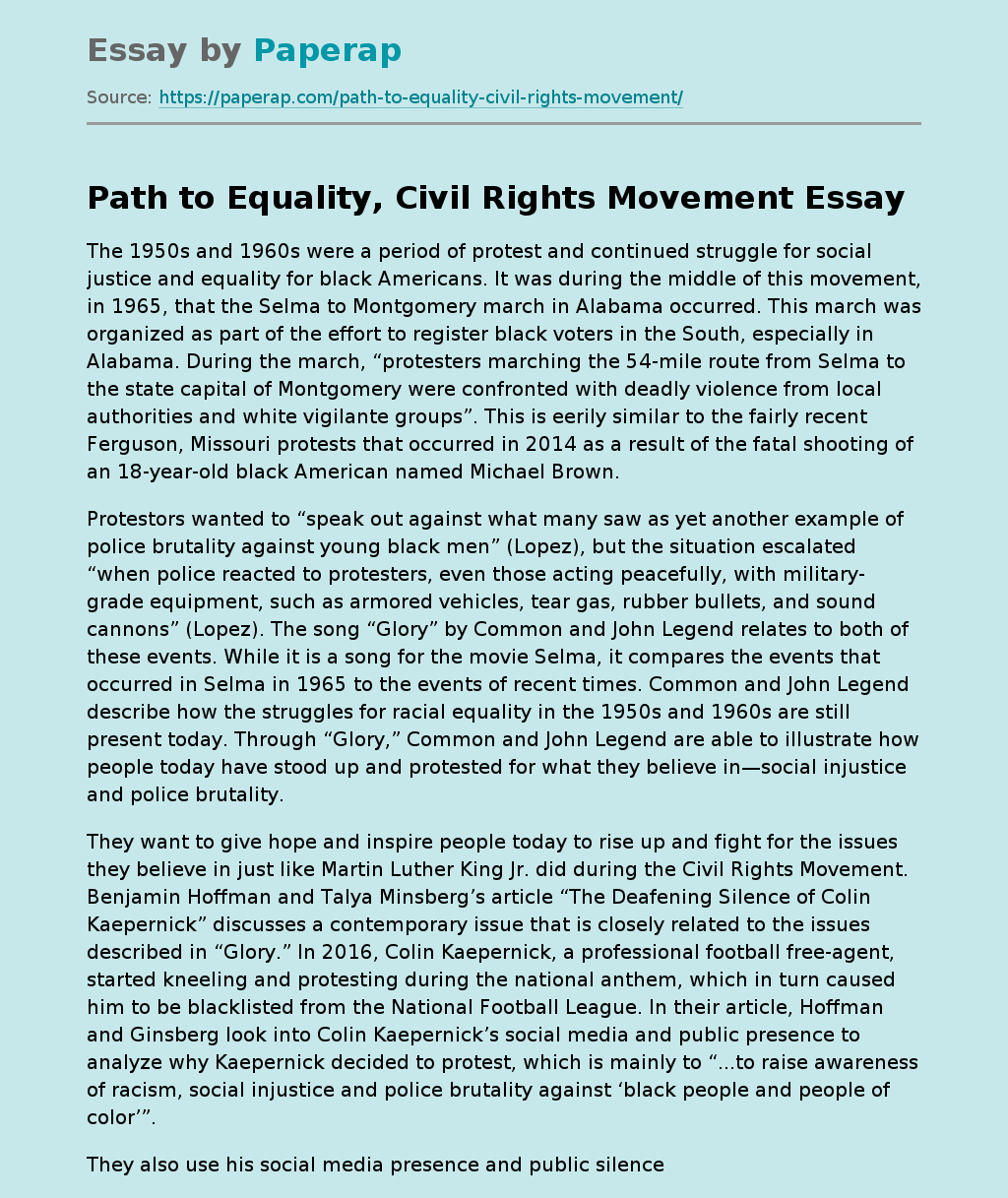 Path to Equality, Civil Rights Movement