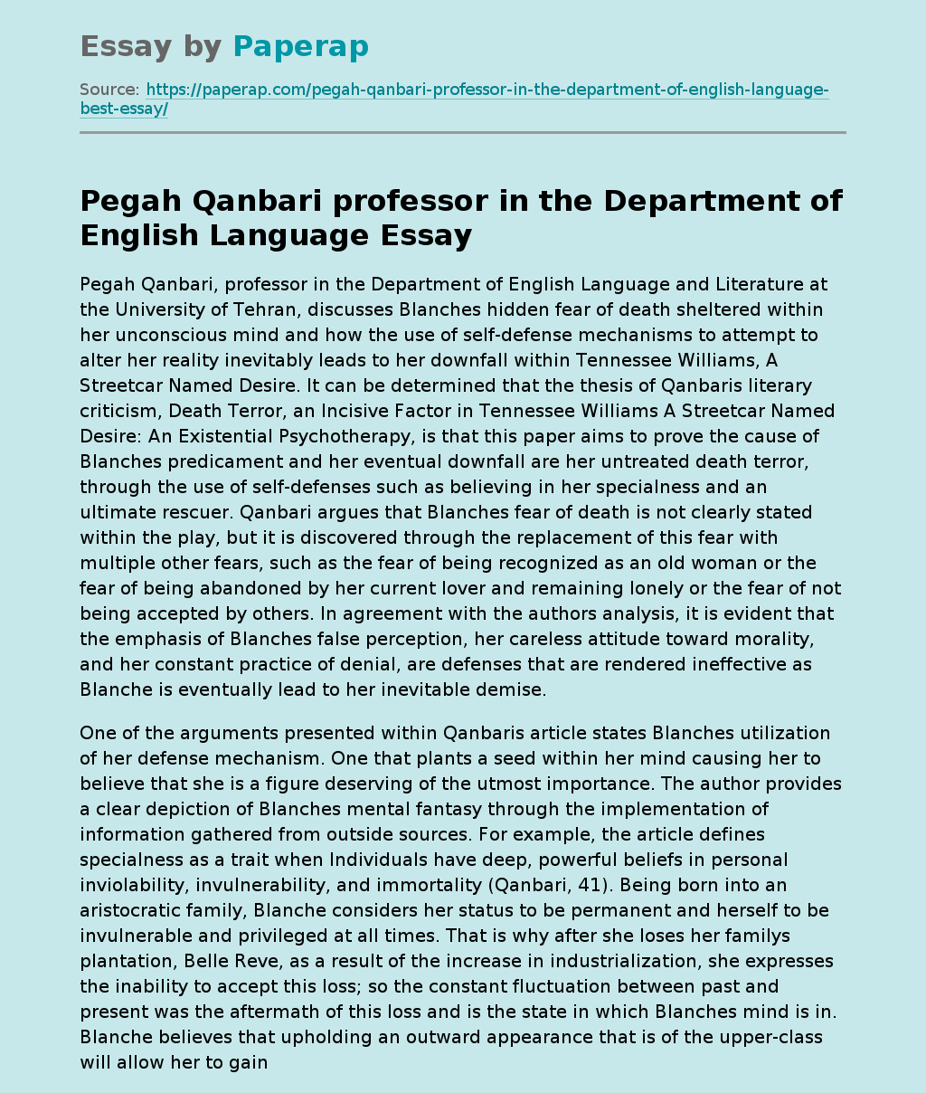 Pegah Qanbari Professor in the Department of English Language
