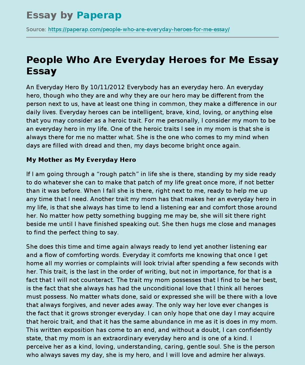 my modern hero essay