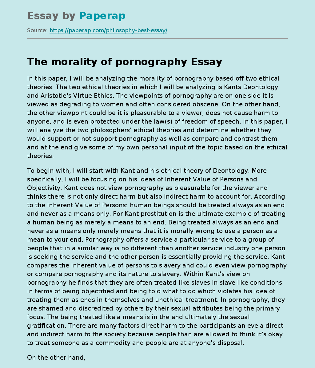 The morality of pornography