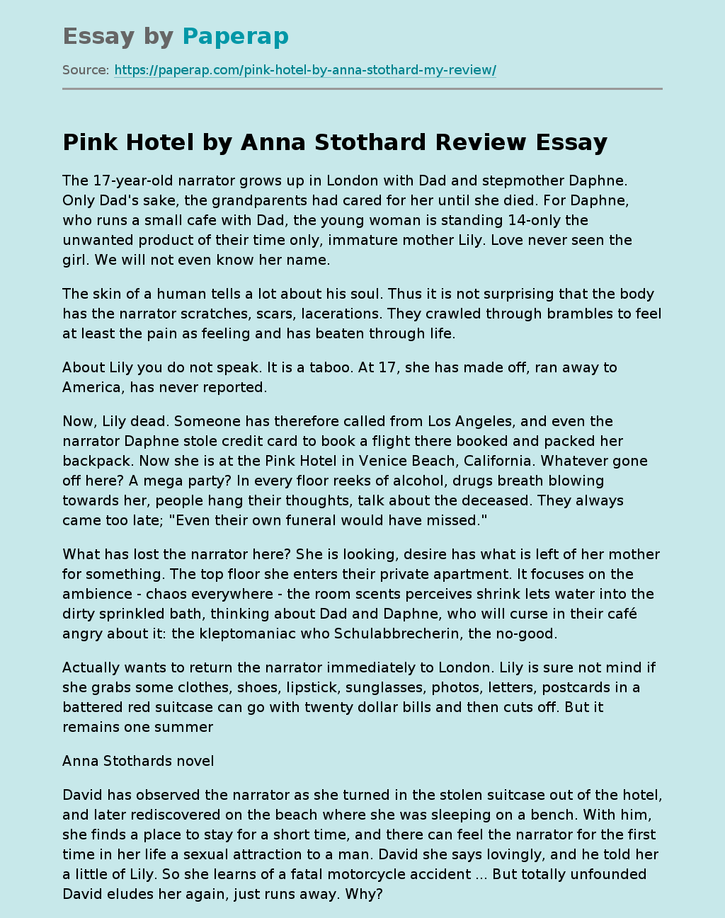 Pink Hotel by Anna Stothard Review