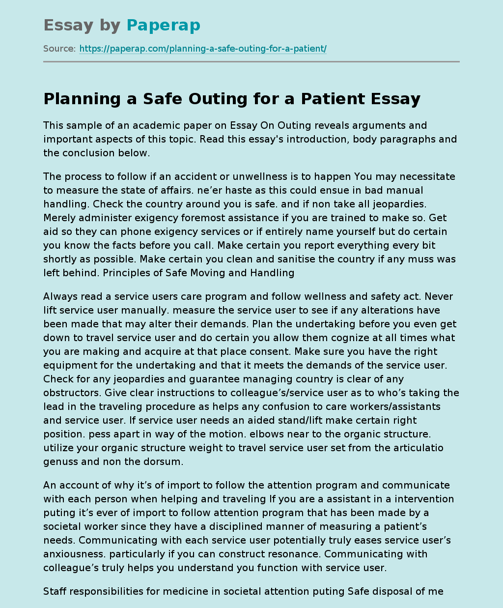 Planning a Safe Outing for a Patient