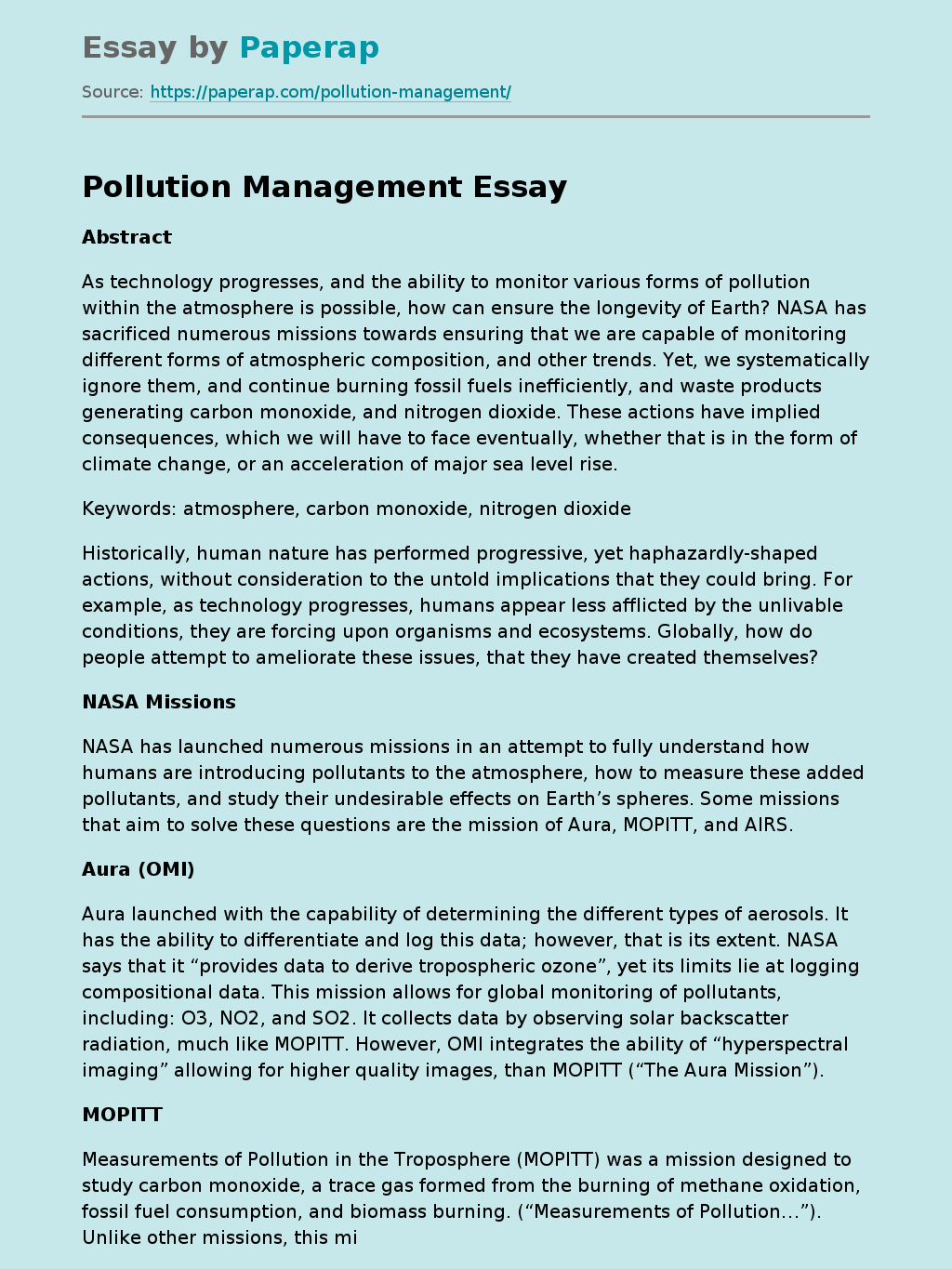 Pollution Management