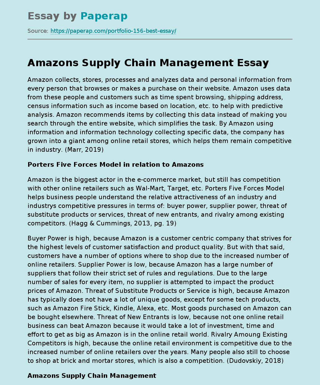 Amazons Supply Chain Management