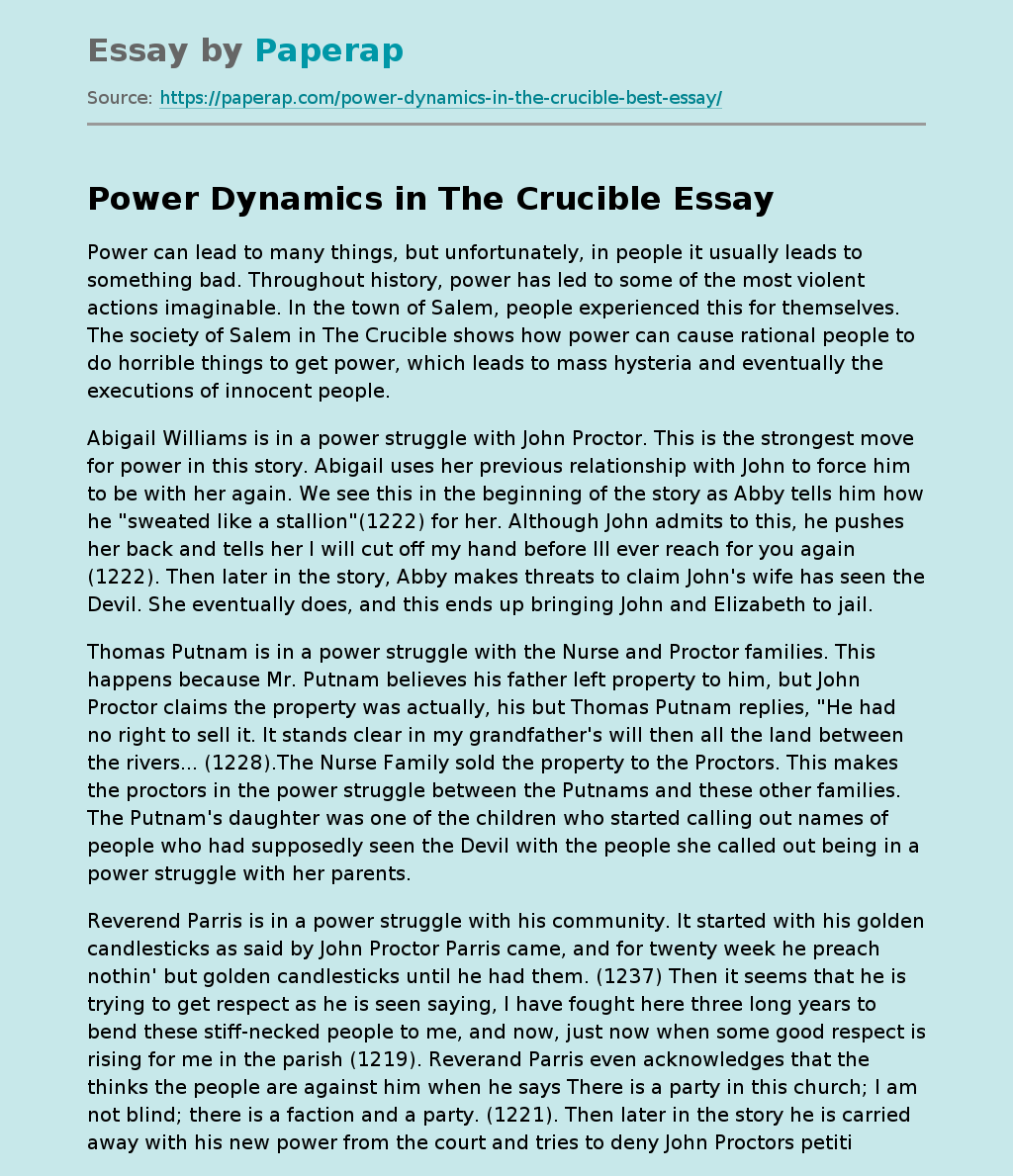 Power Dynamics in The Crucible