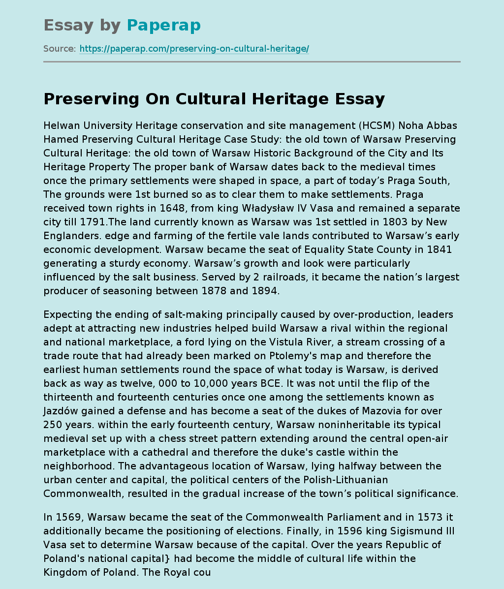 cultural heritage essay in english