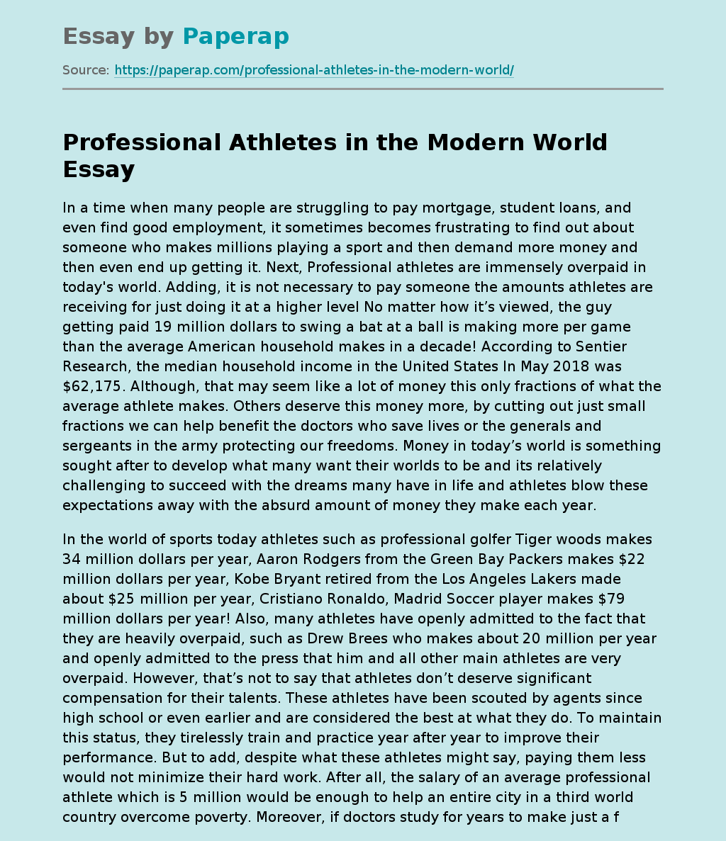 Professional Athletes in the Modern World