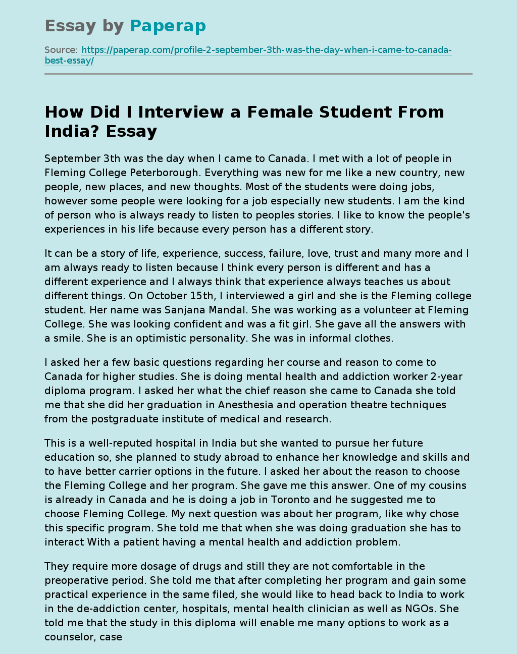 How Did I Interview a Female Student From India?
