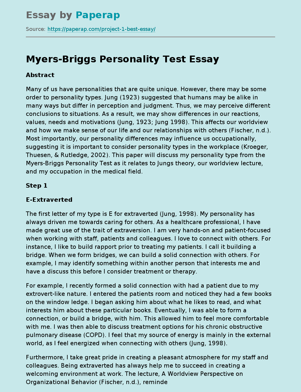 Myers-Briggs Personality Test