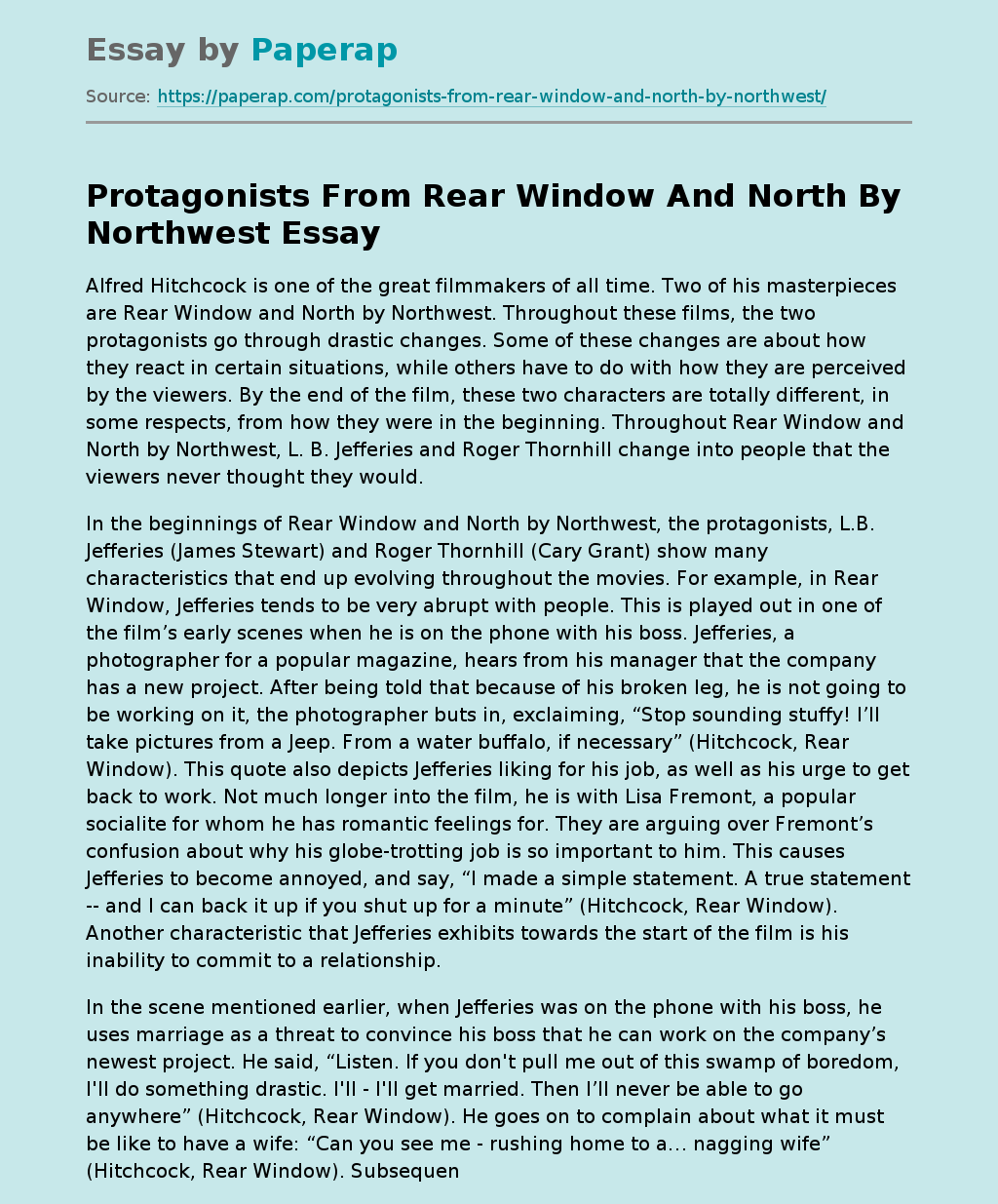 Protagonists From Rear Window And North By Northwest