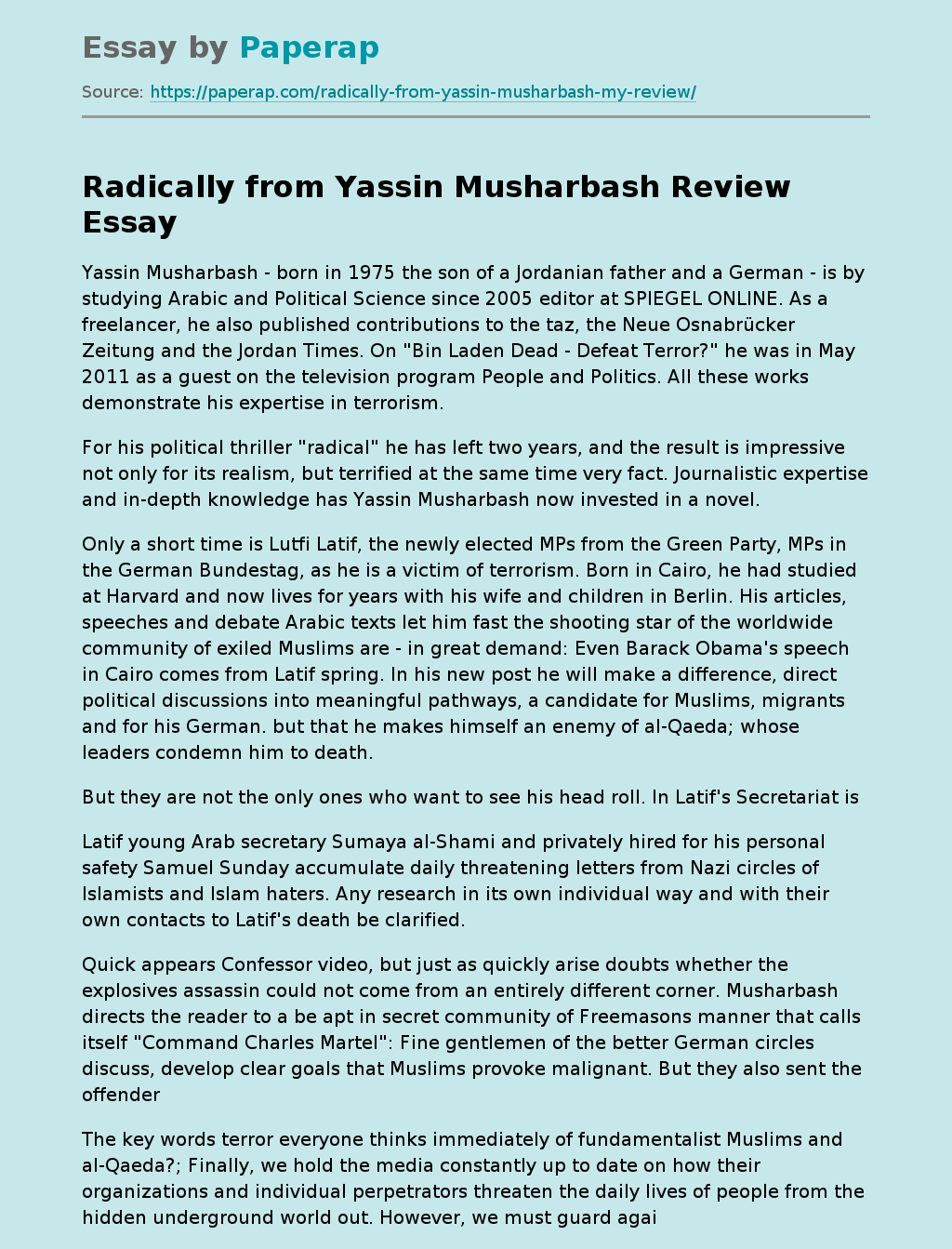Radically from Yassin Musharbash Review