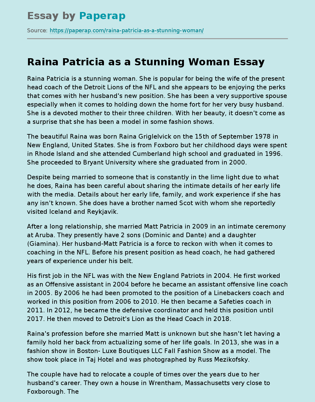 Raina Patricia as a Stunning Woman