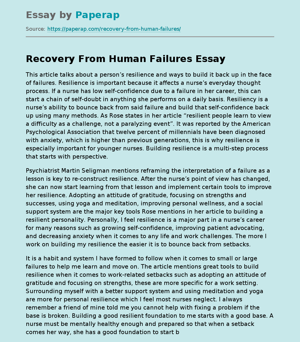 Recovery From Human Failures