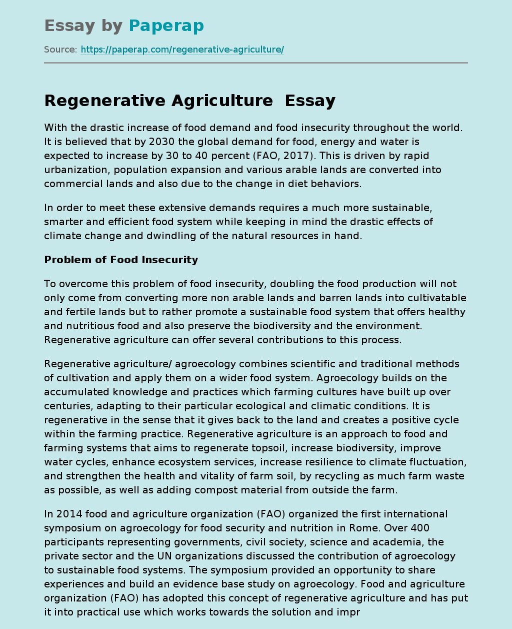 Regenerative Agriculture 