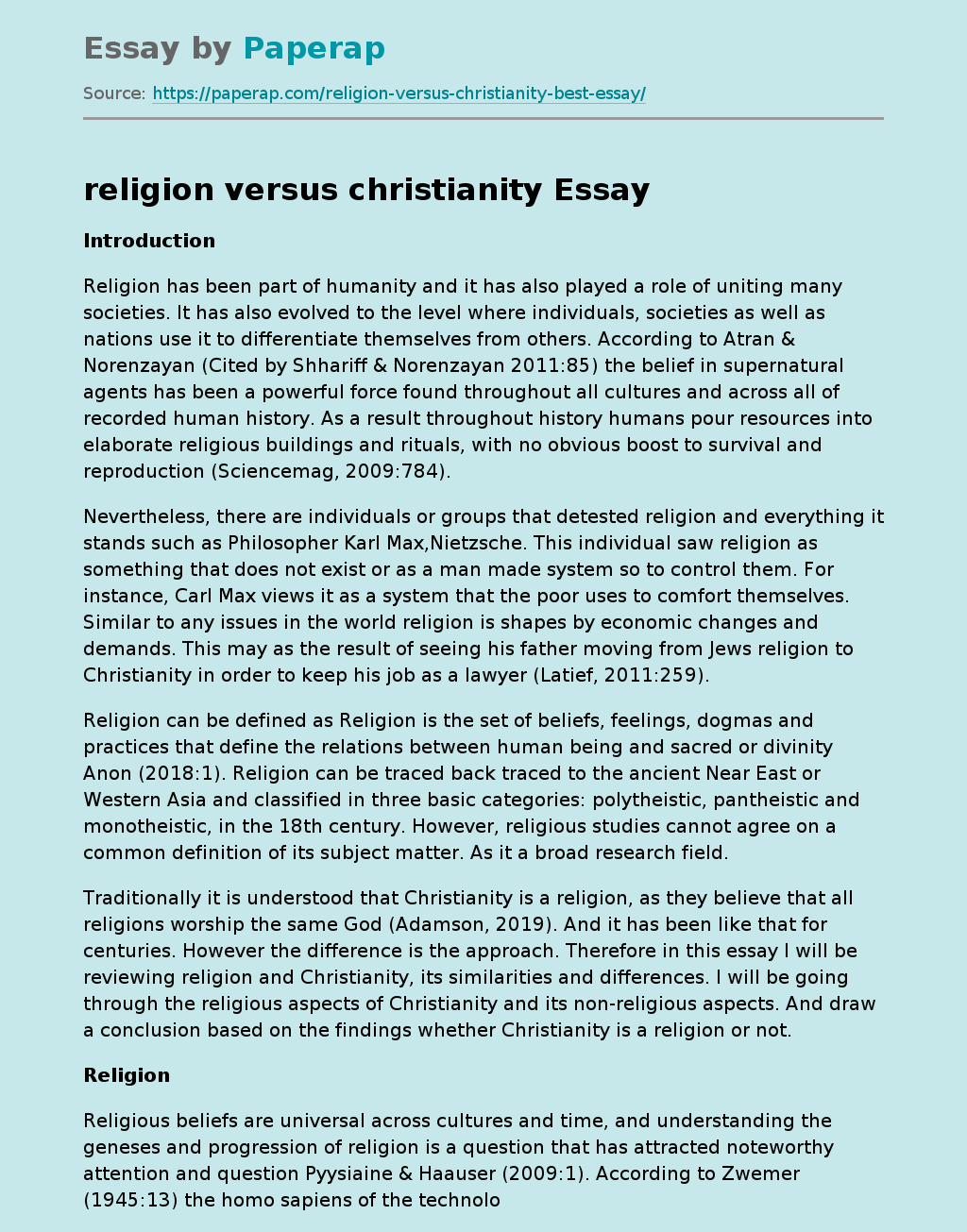 religion versus christianity