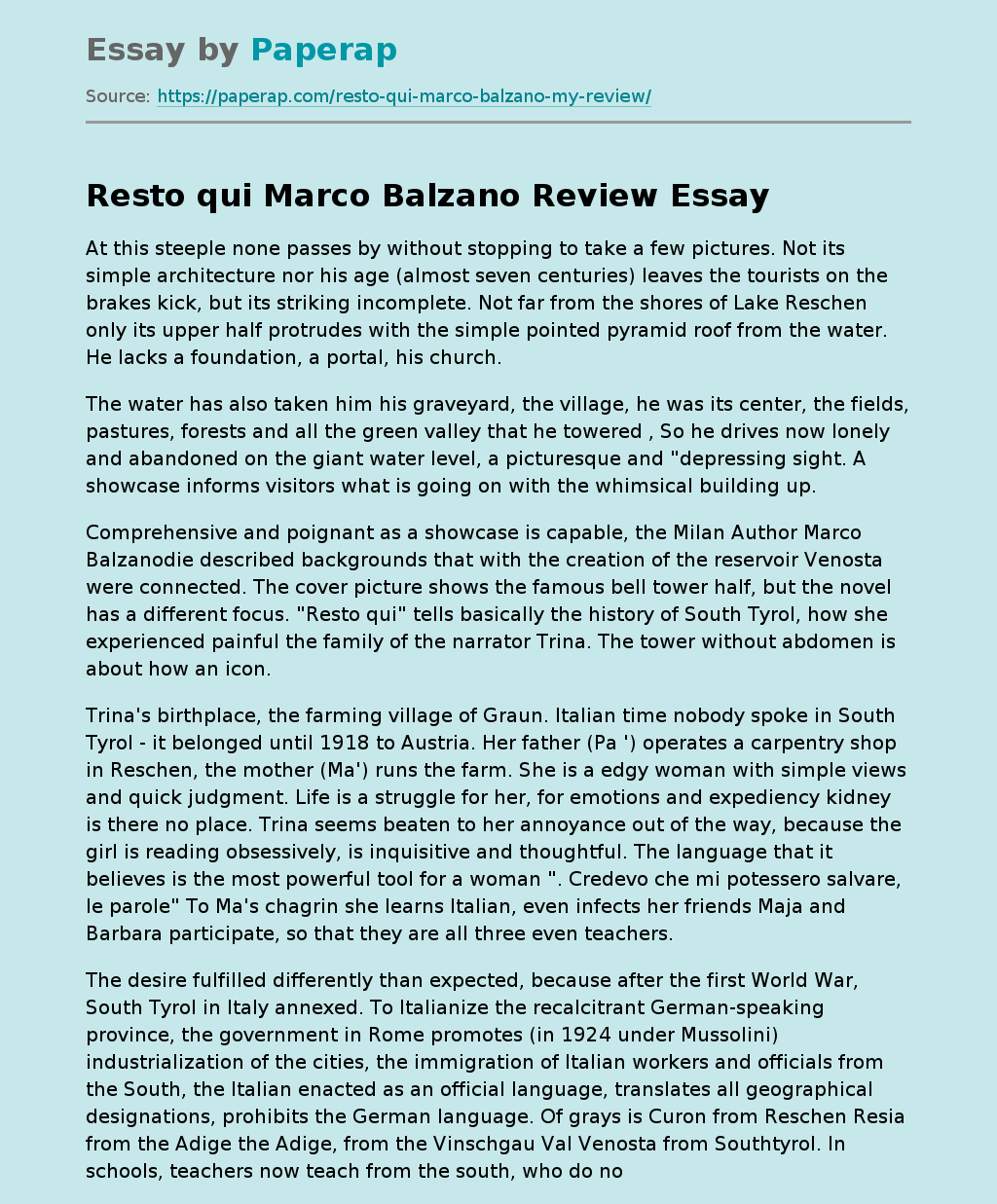 Resto qui Marco Balzano Review