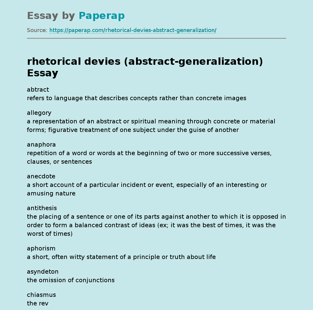 rhetorical devies (abstract-generalization)