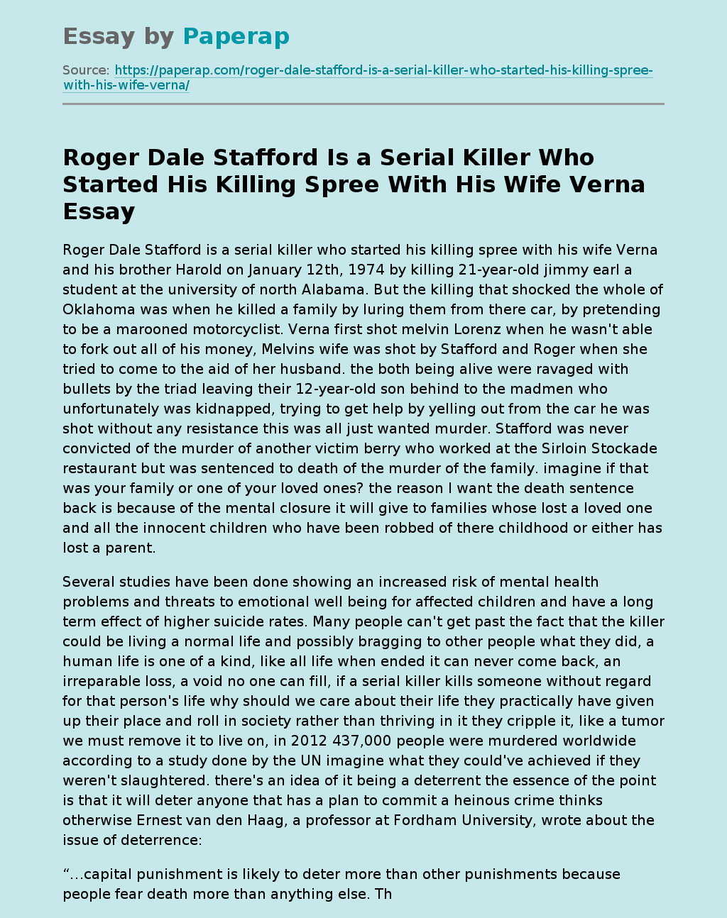 Roger Dale Stafford Is a Serial Killer Who Started His Killing Spree With His Wife Verna