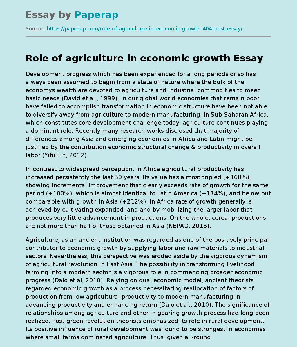Role of Agriculture in Economic Growth